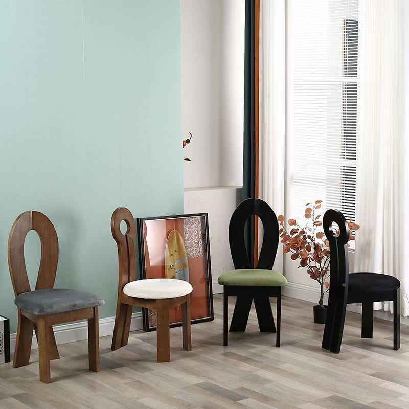中古餐椅诧风家用靠背椅寂古VBS室轻奢网红简约卧复实木椅子法式