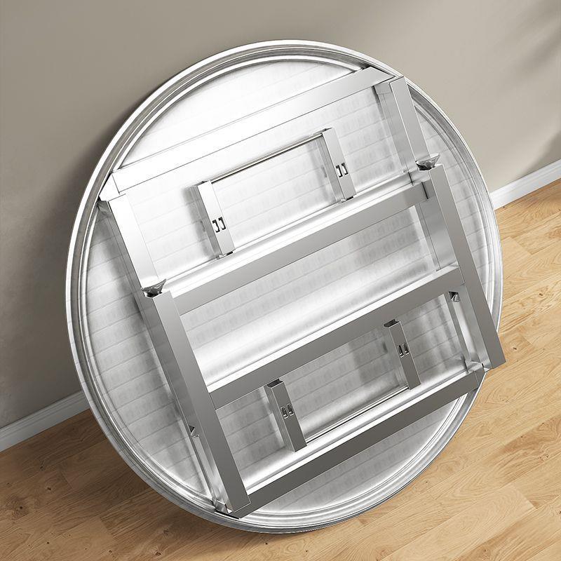 转不锈钢折叠餐桌桌子夜宵UNX档食堂圆桌桌加厚盘圆形大圆折排叠