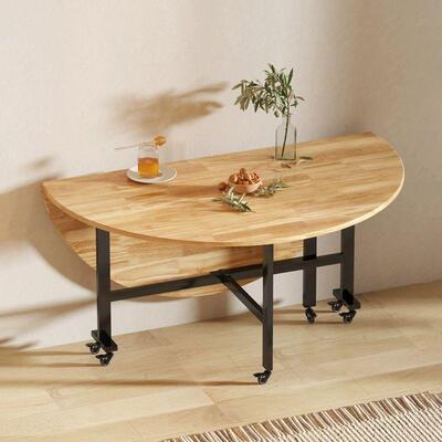 实木折叠桌家用户型可移RHT动创意折叠餐桌聚会10家人吃庭饭大小