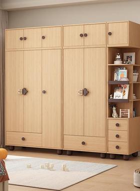 儿童衣柜女孩卧室家用小实户型收纳储木柜物子CEB原木风组合衣橱