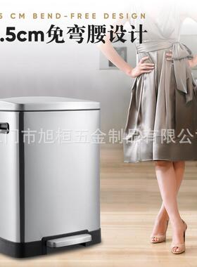 不锈钢垃圾桶家用余用厨GRN房专客厅奢大号带盖脚踩轻厨卫生间脚