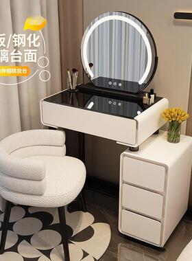 室轻奢PQX卧板梳妆台新款床柜真岩一体化妆桌现代简约小头户型化