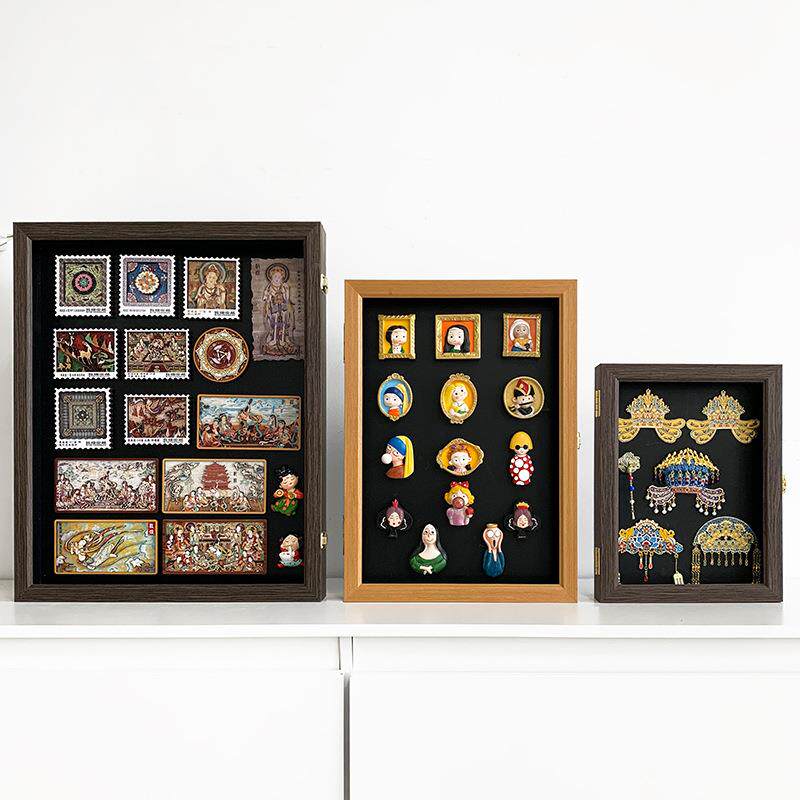 冰箱贴收92285455纳相框纳盒收展示盒透明尘翻盖防冠相框展凤示板