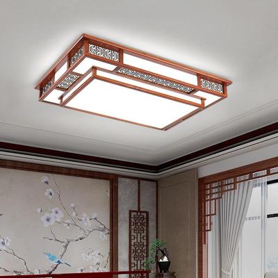 实中木新2式YTO客厅灯吸顶灯led长形大厅灯中国风仿古灯方具套餐5