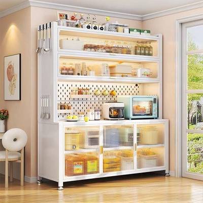 爆置物架落地层餐多边柜可移动防尘柜门款养宝宝喂台多功能WLX储