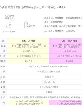 约ULM3米12mmgh6面400马氏体不6锈钢表淬硬精密线性导向轴