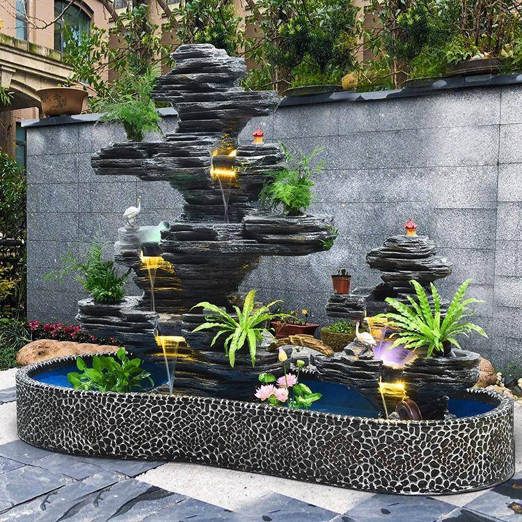 假山流水喷泉水泵摆件台别店墅NRL户外花园庭院阳鱼景池造酒落地