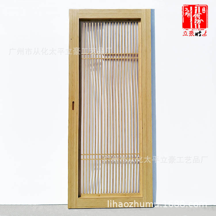 中式竹格栅茶室推拉门
