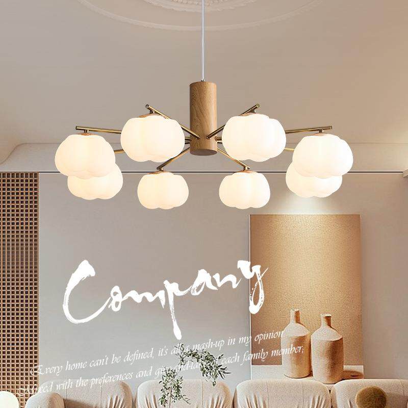 奶油木风原客厅1063吊灯实木棉花吊灯代日式简现约书房餐厅卧室主