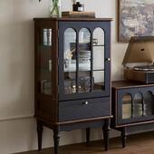 法式 展示储物柜电URM柜视柜旁边柜 复酒玻璃门实木柜客厅家用美式