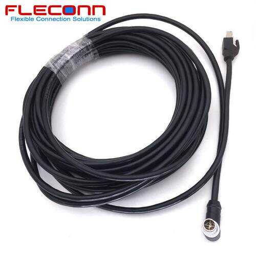 90度直角弯头M12公X编码Pn8芯头转RJ45网线SDW万兆iCAT6A810GB/S