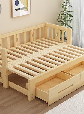 沙床一两发用体双能人多功客厅新款实木折叠推拉床木质VEH伸缩榻