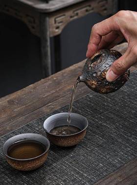 粗陶老岩泥手作茶壶CS349星月球手瓶抓宝家用迷你中式小实茶壶用