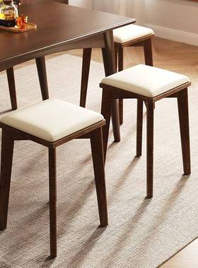 实木凳子头家用可叠放软包板凳客厅木矮凳现简约小方XWV代凳餐桌