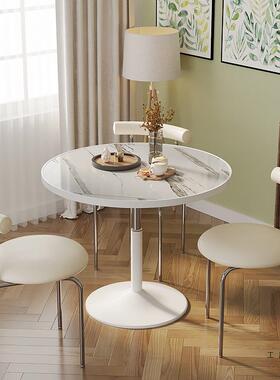 简约小圆桌带滑轮小家用可升床餐降桌阳台休闲洽谈桌头边桌吃UUH