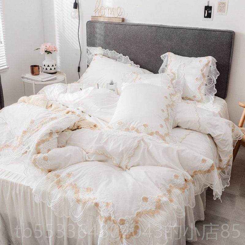 高档少心公主风夏季上四件套网红款单全棉纯床棉蕾丝花床边床裙女