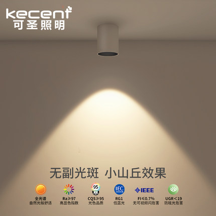 可圣照明 led明装射灯圆形防眩筒灯免打孔吸顶客厅无主灯圆形智能