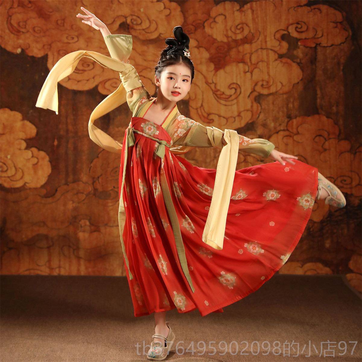 新款唐女童汉服小仙服女装唐宫夜宴中国风超装仙女古孩古风演出儿图片