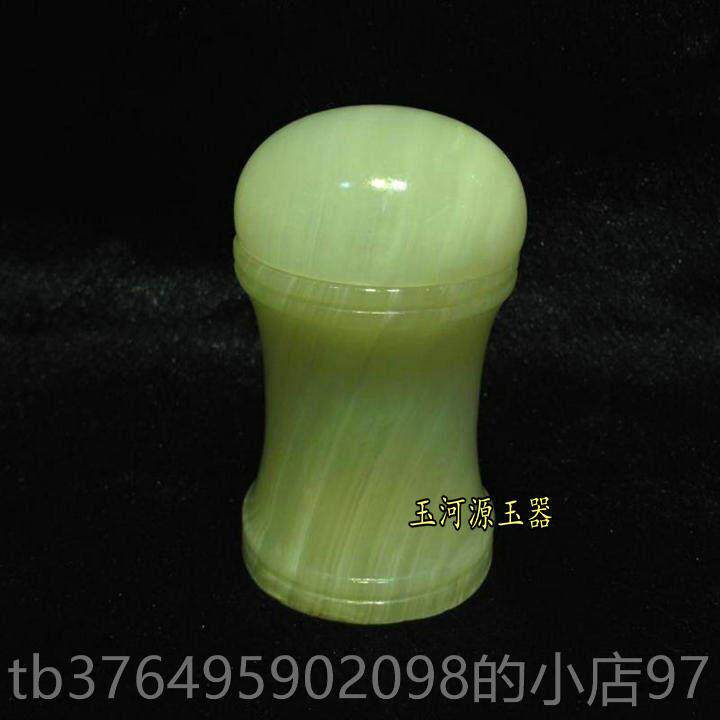 新款迷你签摆盒子天然石头阿富汗盖白玉玉牙石雕筒石制牙签罐带无