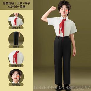 新款六一童合唱团演出服学生爱国歌唱祖国儿小红歌红领诗歌朗巾诵