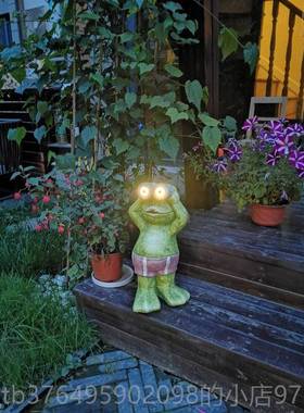 新款守小望太卫士青蛙阳能电子夜灯户外园庭院落地装饰品摆件花杂