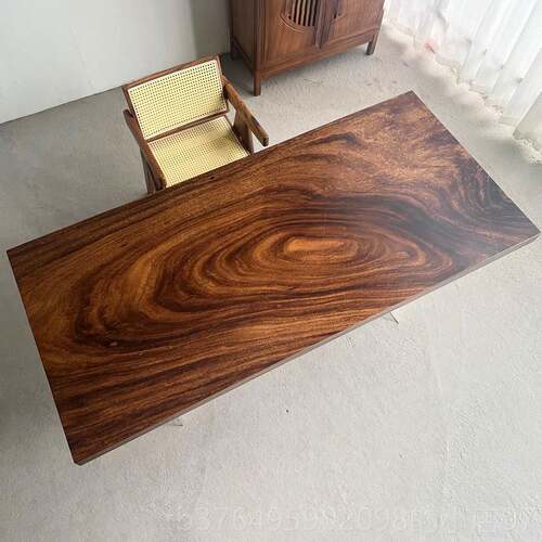 新款胡桃木大板茶桌原实木办公台餐书木桌整板新黑货出厂