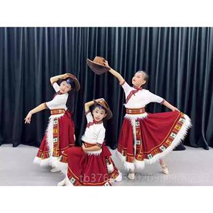 新款儿藏童族舞蹈锅庄舞次仁拉索热巴鼓原巴扎嘿扎西藏德勒草西表