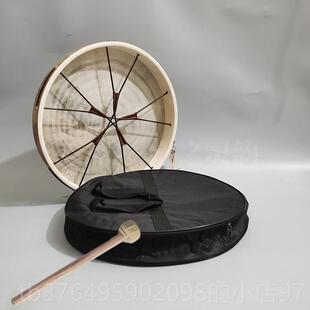 新款n印第安鼓音乐疗愈冥想兽皮鼓牛皮框羊皮Sh八ama角手鼓送鼓包