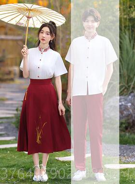 新款新中班服初中生红式裙诗歌台朗诵表演服夏合季高中生舞大唱演