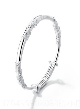 新款lect珂里连理枝银c手9镯女款纯银99银镯子母亲节礼物实用送足