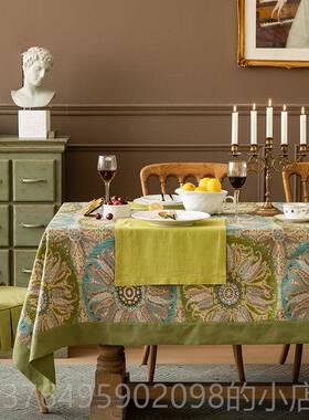 新款蜡笔派玫眼餐桌布美式覆古长形桌茶几方台盖瑰布定制