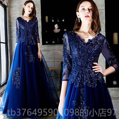 新款宴会晚礼服裙女新款长款考主持人高雅贵优生派对日晚装演出艺