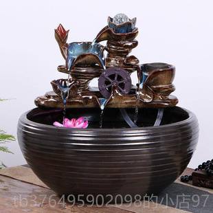 新款景养德盆镇陶瓷鱼缸家用流水喷泉碗莲睡莲客厅金盆大号乌龟鱼