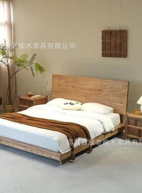 实木床头柜老榆民发宿店木卧室矮柜酒沙边柜储物柜古典实NYB木收