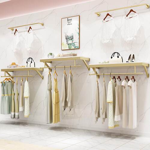 男女8544服店装挂衣架壁挂墙式服上装展示架童装店墙壁装修金色货