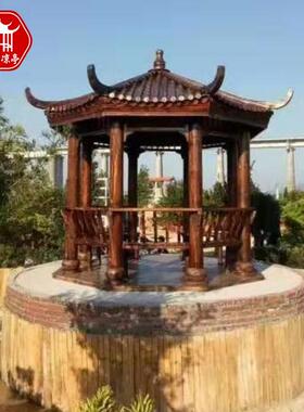四角六角凉18138防腐木别墅亭子园林景观长碳木化亭实木户外廊凉