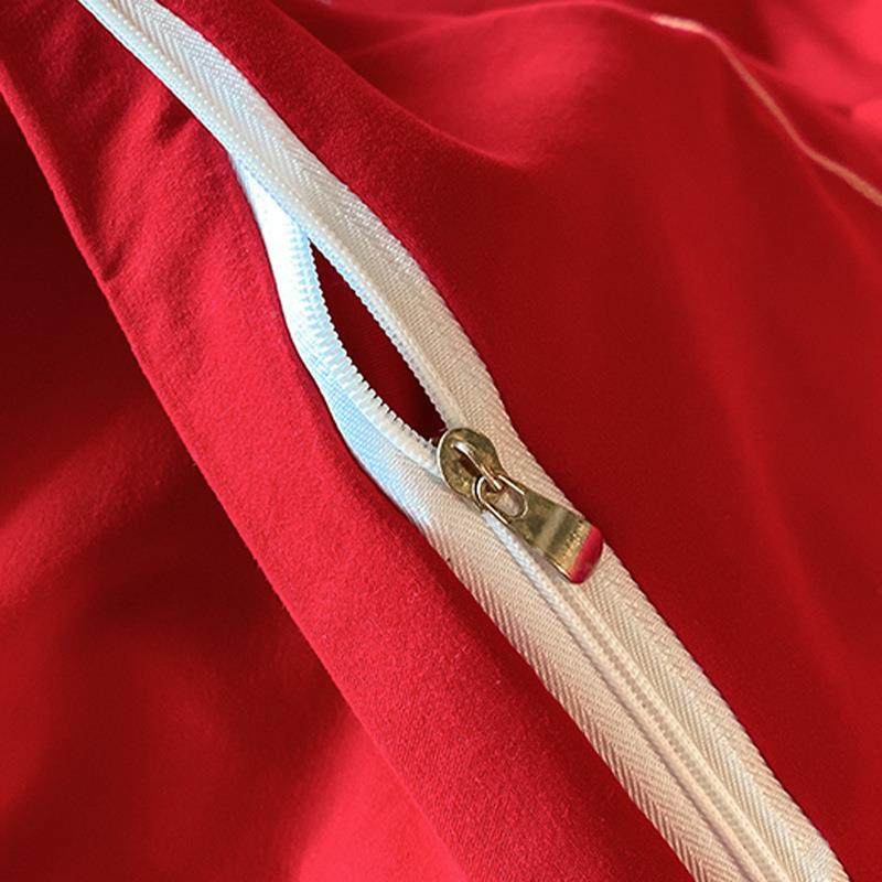 婚庆件水洗棉喜庆四套床中式大红色床单高档刺绣被BB-0620套结房