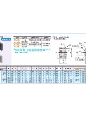侧面安装腰形定孔CNB20CLNM25CLGFRNA30CLNL35调节固S座导向轴支
