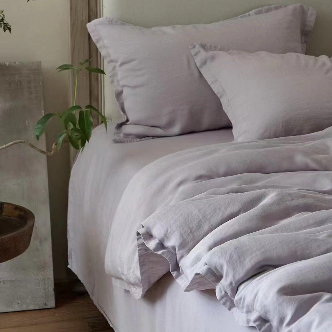 砂洗旧感80兰精天丝四件套双针纯色LF滑裸感丝凉DIB爽支床上用品