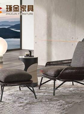 OYV户外休闲藤编露沙椅室外桌椅组合台院阳庭台花园藤椅发三件套