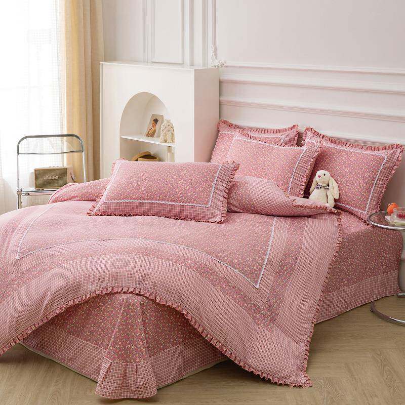 韩欧版彩棉小碎花斜纹MDM加厚磨四件小清新床上用品床单被套枕毛