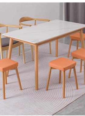 可叠放家用实凳子厅备XJV用木桌凳现餐代餐简约奶油风梳妆凳软包