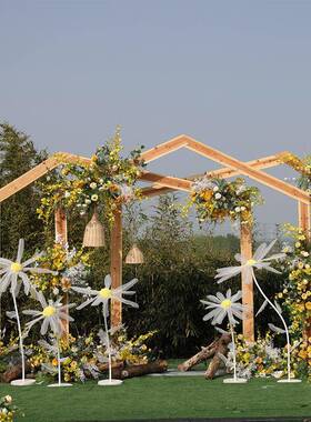 新款路婚庆OEN婚橱窗T布引台置装礼饰道具场景背景布置雏菊