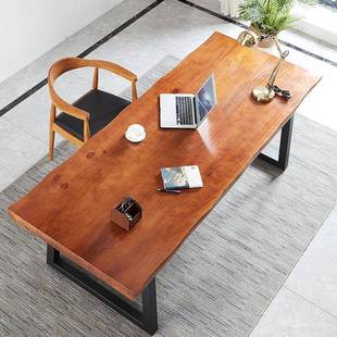 办公书桌电脑桌工业风定桌松木美式 实AFG木写笔字书作画桌毛桌工