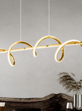 轻餐厅吊灯S奢形不锈餐桌灯意式极简钢饭厅灯80904一长字条吊灯