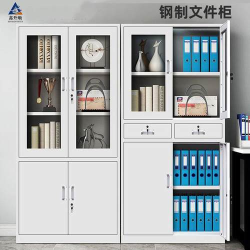 钢制文件柜办公资料柜铁皮档案柜财务凭证柜带锁储物柜矮柜收纳柜