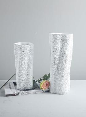 现代创意客厅花瓶文艺干花居花瓶摆件插花白色简约树脂装饰