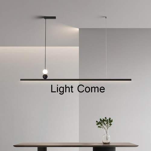 高亮led一字长条吊灯黑色拉丝航空铝材餐厅吧台前台办公室灯具饰