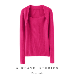 秋冬 女圆领纯羊绒毛衣针织打底衫 一眼注意到 显瘦方领100%羊绒衫