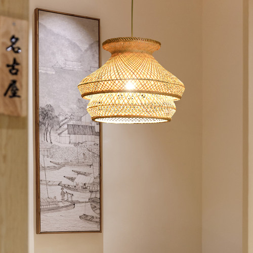 新中式酒店餐馆饭店餐厅包厢灯民宿茶室禅意简约竹艺竹编灯具吊灯